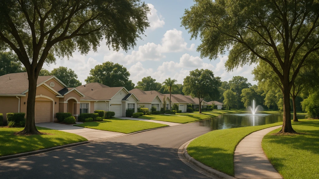 1980s slab single-family homes around the lakes and retention ponds of Buenaventura Lakes