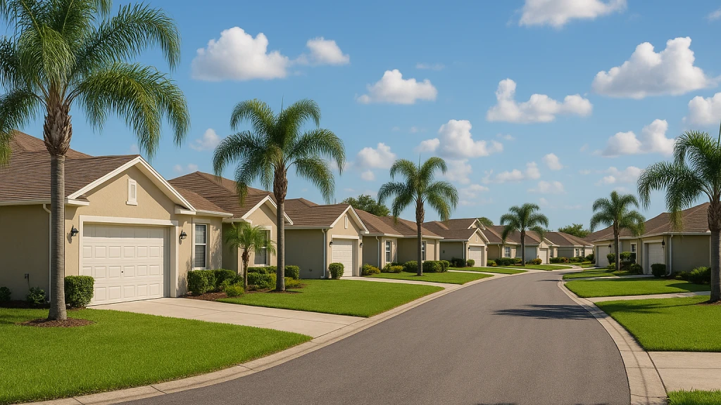 Slab-on-grade single-family homes in a Poinciana, Florida residential village