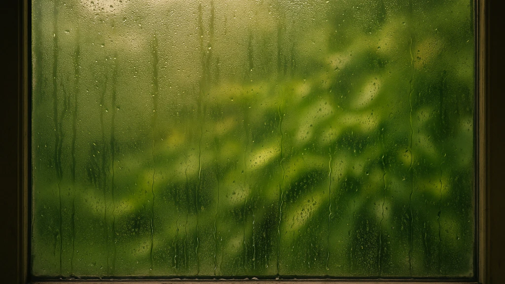 Condensation forming on a window in a humid Kissimmee, Florida home interior